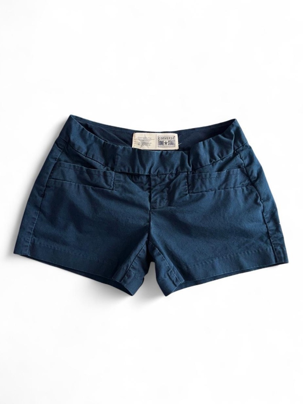 Vintage Y2K Converse Navy blue Low Rise Shorts Cotton Grommet Pocket Size 2